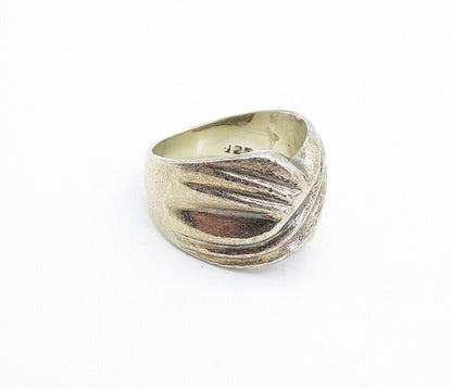 MEXICO 925 Sterling Silver  Vintage Dark Tone Etched Band Ring Sz 7.5  RG4394