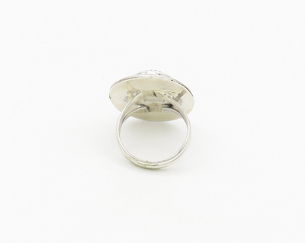 SYLVIA CHEE NAVAJO 925 Silver  Black Onyx Shiny Cocktail Ring Sz 7  RG17863