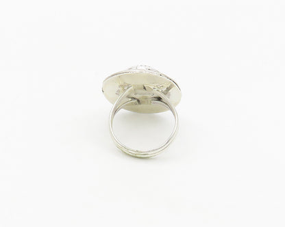 SYLVIA CHEE NAVAJO 925 Silver  Black Onyx Shiny Cocktail Ring Sz 7  RG17863
