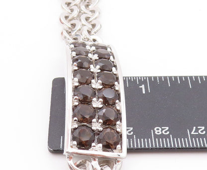 925 Sterling Silver Vintage Bracelet PIANEGONDA Round Smoky Quartz  BT11181