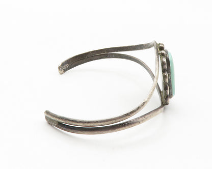 NAVAJO 925 Silver  Vintage Turquoise Dark Tone Split Cuff Bracelet  BT5558