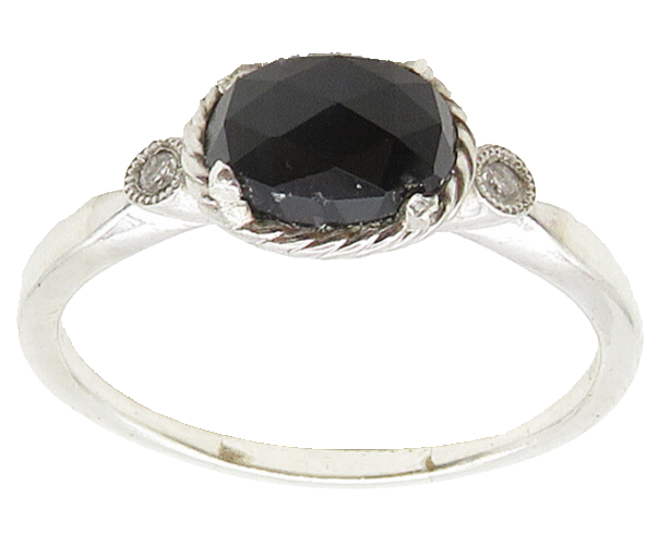GABRIEL & CO. 925 Silver  Hematite & Genuine Diamonds Band Ring Sz 10  RG16109