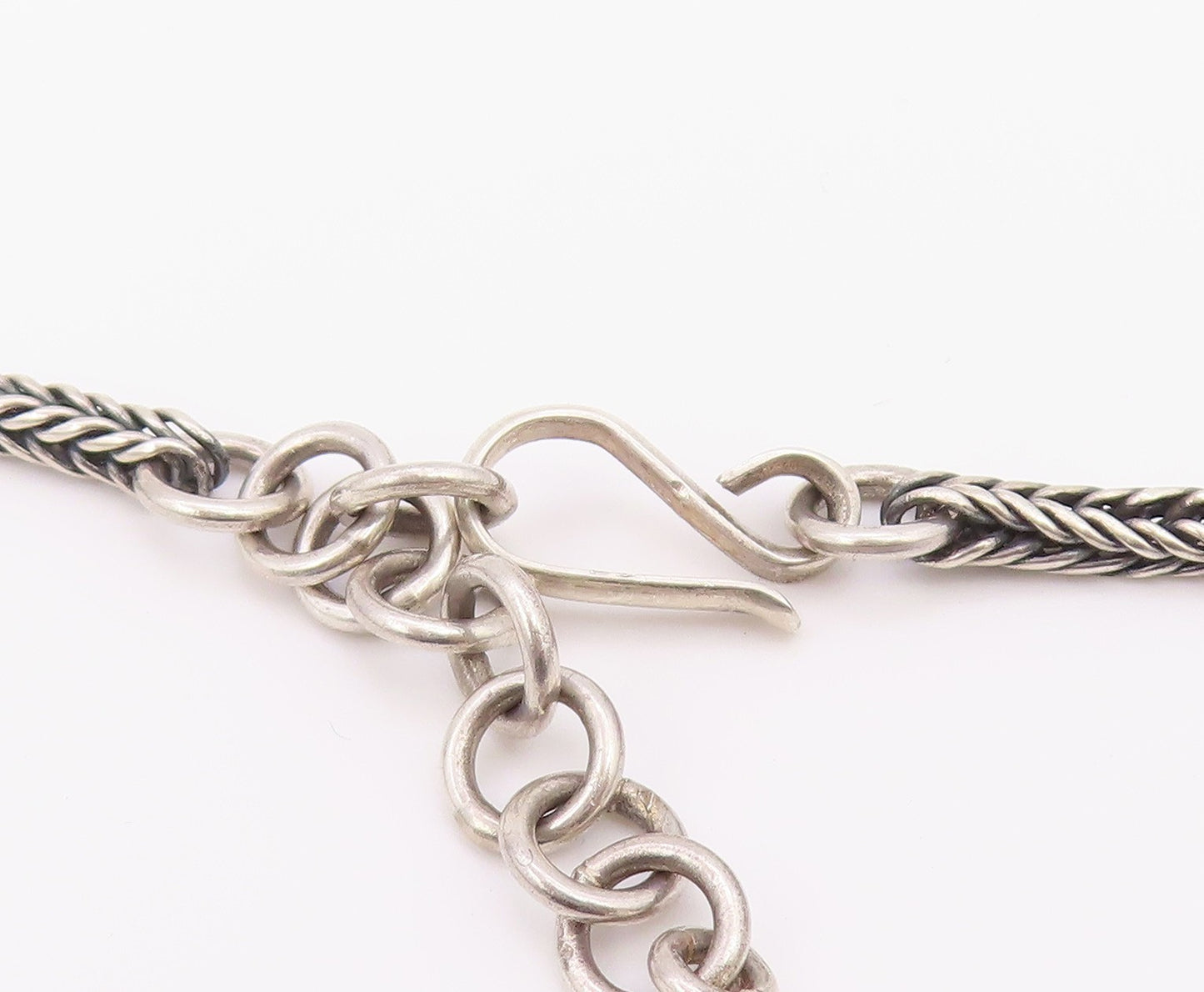 925 Sterling Silver  Vintage Shiny Open Geometric Chain Necklace  NE3721