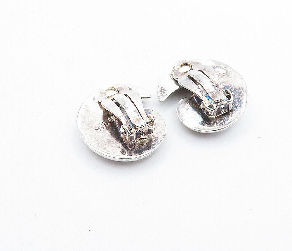 925 Sterling Silver  Vintage Shiny Hollow Swirl Non Pierce Earrings  EG2735