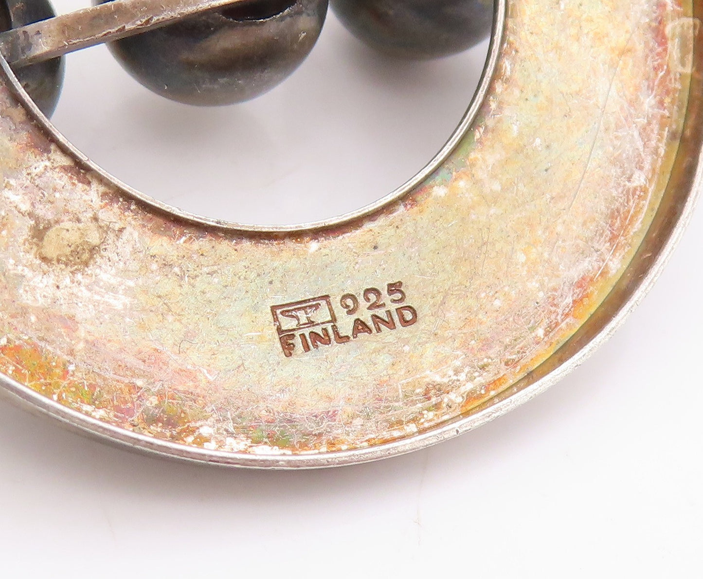 925 Sterling Silver Vintage Brooch FINLAND Modernist Geometric Spheres  BP11911