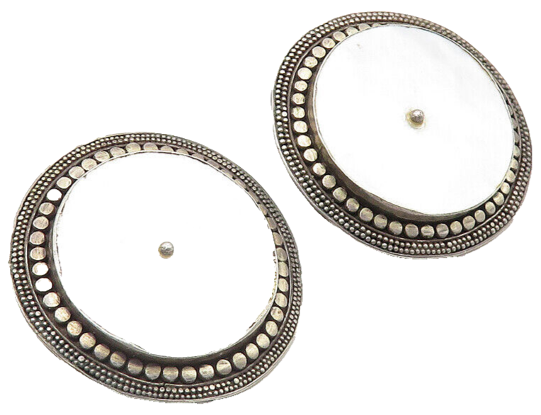 BALI 925 Sterling Silver  Vintage Mother Of Pearl Button Drop Earrings  EG5655
