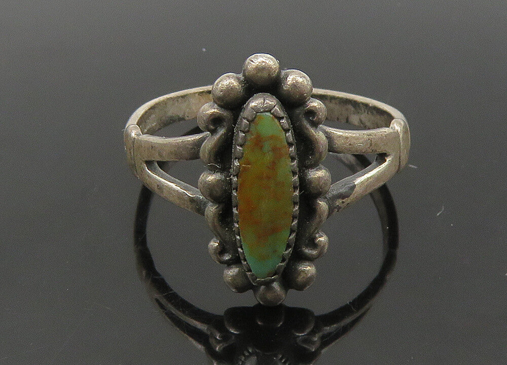 POST BELL 925 Sterling Silver  Vintage Turquoise Swirl Band Ring Sz 7  RG22157