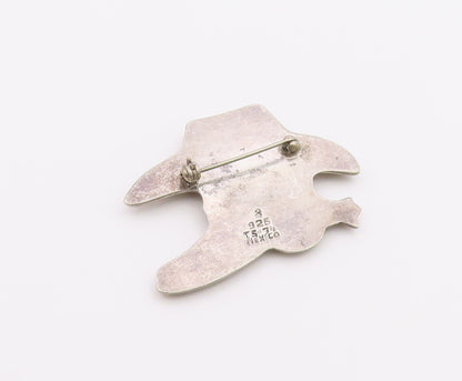 MEXICO 925 Sterling Silver  Vintage Cowboy Boot & Hat Motif Brooch Pin  BP8986