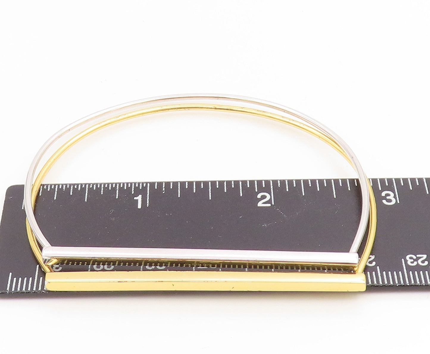 925 Sterling Silver Vintage Bracelet Two Tone Classic Sleek Bar Bangle  BT11916