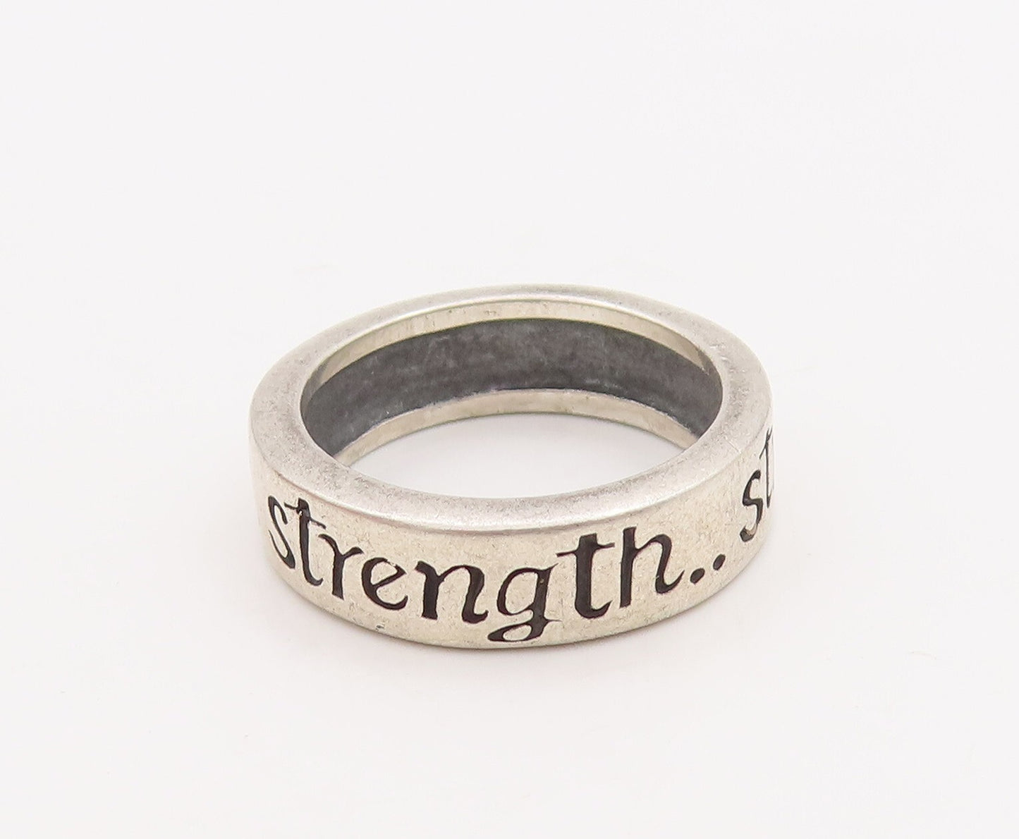 925 Sterling Silver Vintage Ring Minimalist Solid Etched Strength  Sz 6  RG28754