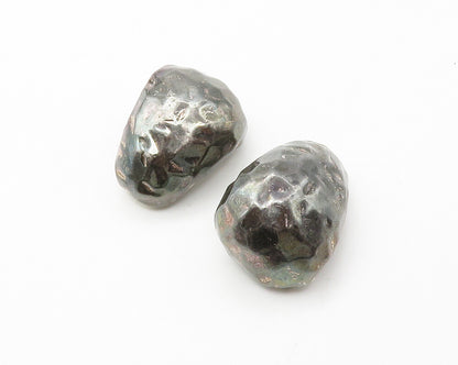 925 Sterling Silver  Vintage Oxidized Hammered Non Pierce Drop Earrings EG7331