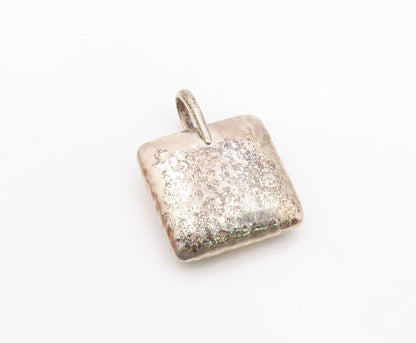 SILPADA 925 Sterling Silver  Vintage Hollow Hammered Square Pendant  PT12245