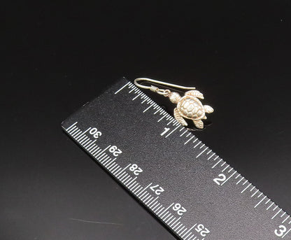 925 Sterling Silver  Vintage Sculpted Sea Turtle Dangle Earrings  EG11777