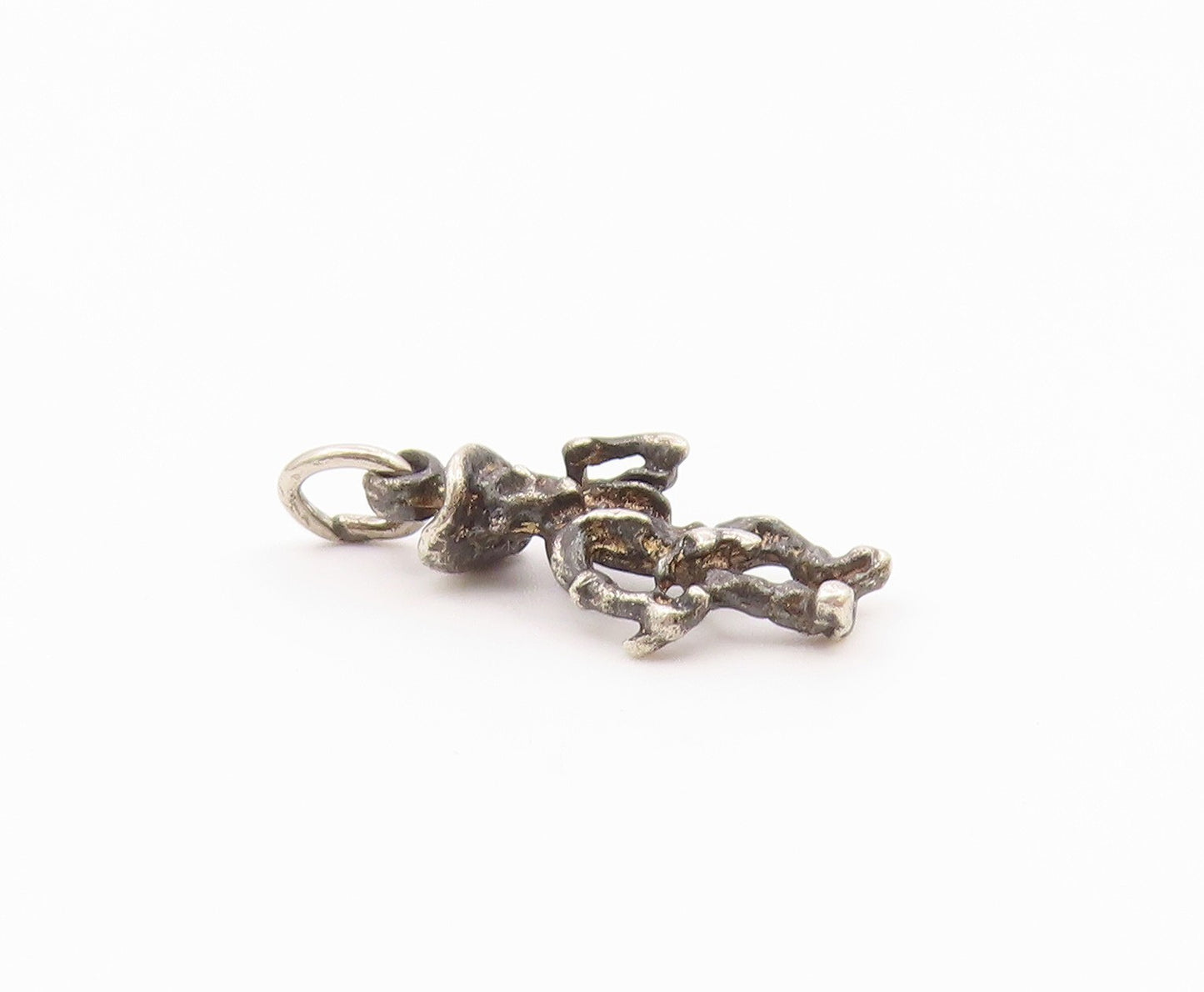 925 Sterling Silver  Vintage Pirate Man Motif With Stick Charm Pendant PT21639
