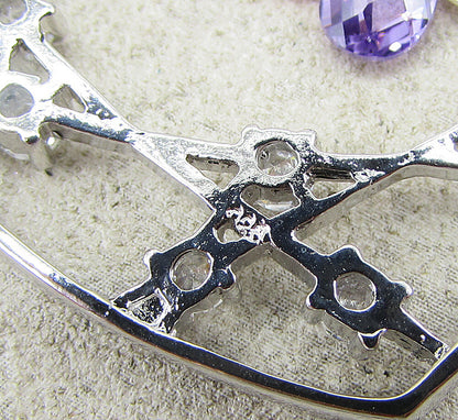925 Silver Multi Colored Faceted Gemstones Love Heart Slider Pendant PT1413