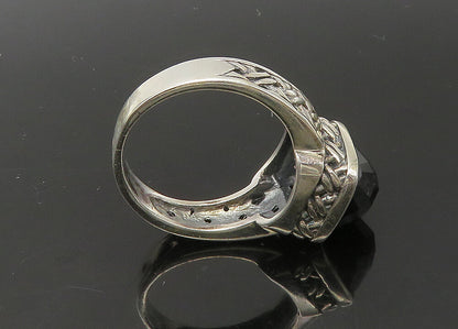 925 Sterling Silver  Vintage Faceted Black Spinel Cocktail Ring Sz 10  RG22602