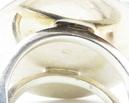 925 Sterling Silver  Vintage Shiny Round Sculpted Statement Ring Sz 8  RG10310