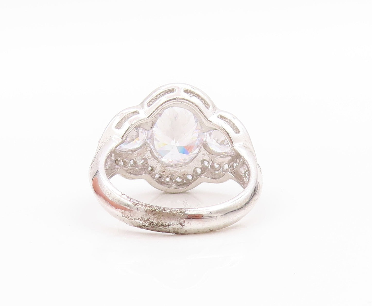 925 Sterling Silver Vintage Ring Multi Shape CZ Statement Band   Sz 7  RG33481