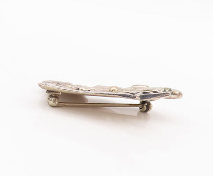 925 Sterling Silver Vintage Brooch Pin PMI Carved Cute Little Girl  BP10959