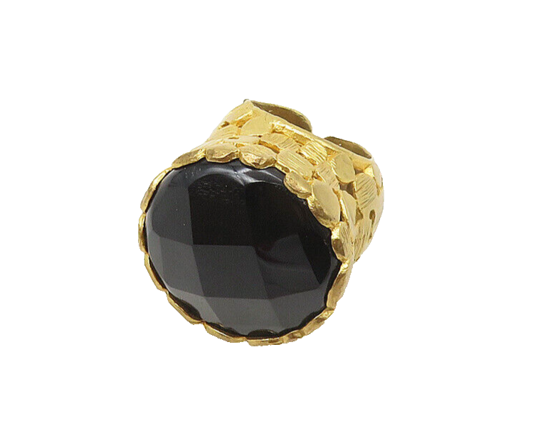 DESIGNER 925 Sterling Silver Vintage Black Hematite Cocktail Ring Sz 6 RG17583