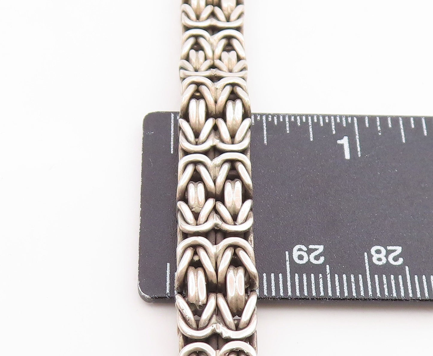925 Sterling Silver Vintage Bracelet Classic Scrollwork Byzantine Chain  BT12053