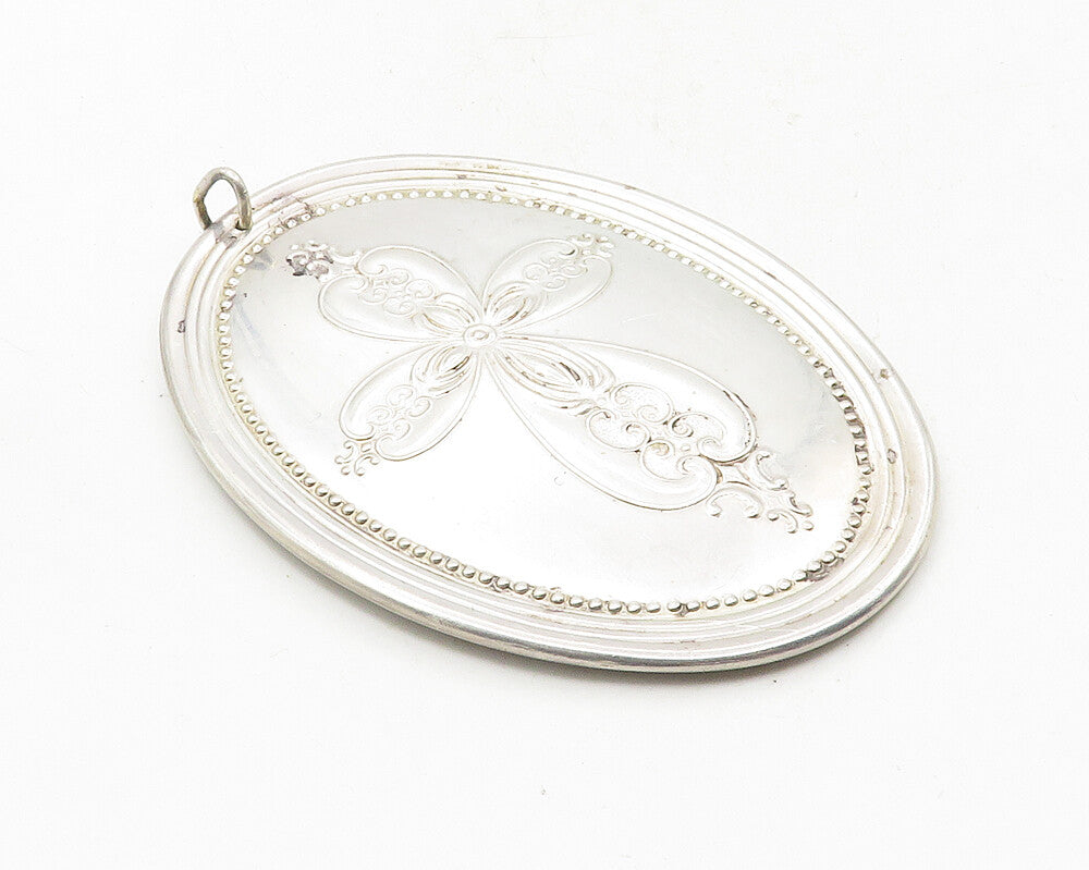 TOWLE 925 Sterling Silver Vintage Shiny Birds Floral Vine Cross Pendant PT7776
