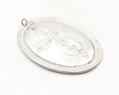 TOWLE 925 Sterling Silver Vintage Shiny Birds Floral Vine Cross Pendant PT7776