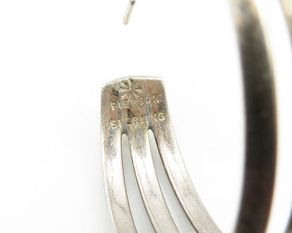 LISA PIERSON 925 Sterling Silver  Vintage Split Design Hoop Earrings  EG5665