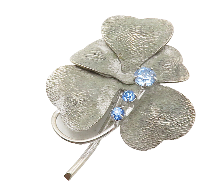 CARL ART 925 Silver  Vintage Blue Topaz Floral Leaf Motif Brooch Pin  BP5023