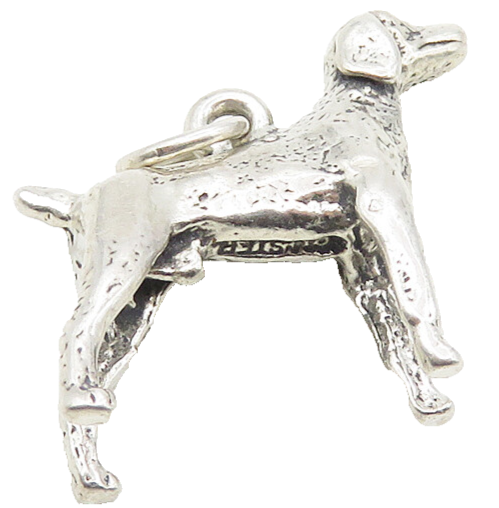 925 Sterling Silver  Vintage Petite Sculpted Standing Dog Pendant  PT7191