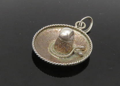 MEXICO 925 Sterling Silver  Vintage Sombrero Hat Petite Pendant  PT17647