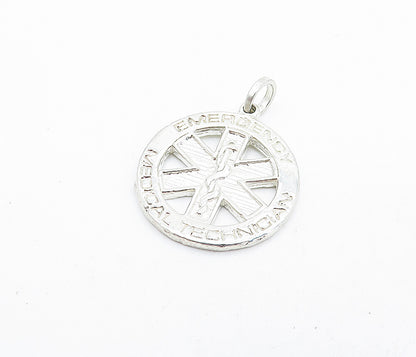 925 Sterling Silver  Vintage Emergency Medical Technician Pendant  PT4511