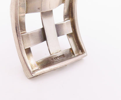 925 Sterling Silver Vintage Bracelet Modernist Basketweave Wide Cuff  BT11942