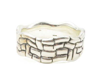 925 Sterling Silver  Vintage Shiny Cobble Pattern Bangle Bracelet  BT5332