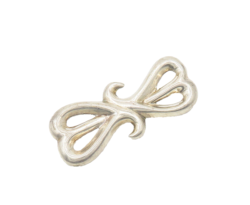 925 Sterling Silver  Vintage Shiny Double Love Heart Smooth Brooch Pin  BP7206