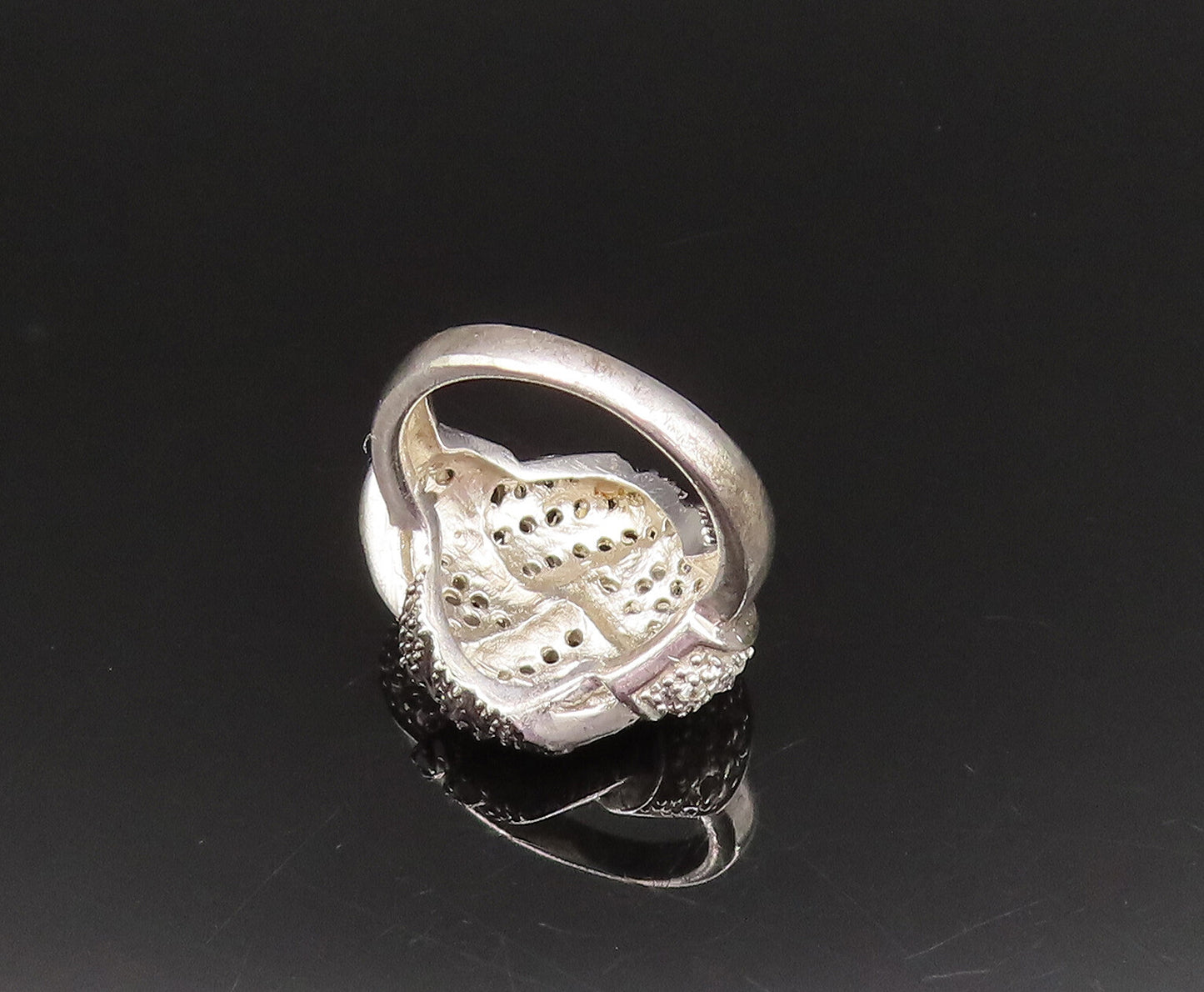 925 Sterling Silver  Vintage Sparkly Spinel & Topaz Knot Ring Sz 5  RG25480