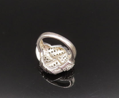 925 Sterling Silver  Vintage Sparkly Spinel & Topaz Knot Ring Sz 5  RG25480