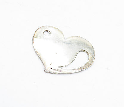 925 Sterling Silver  Vintage Shiny Cutout Detail Love Heart Pendant  PT3342