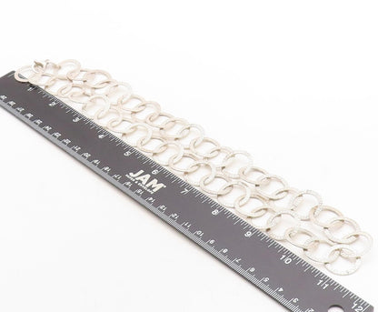 925 Sterling Silver  Vintage Greek Key Open Circle link Chain Necklace  NE1157