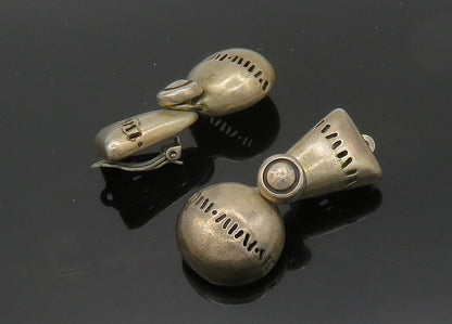 JENKS 925 Silver  Vintage Cutout Detail Non Pierce Dangle Earrings  EG9845