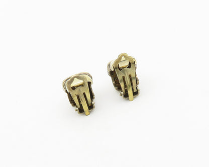 925 Sterling Silver  Vintage Topaz Gold Plated Non Pierce Earrings  EG9670