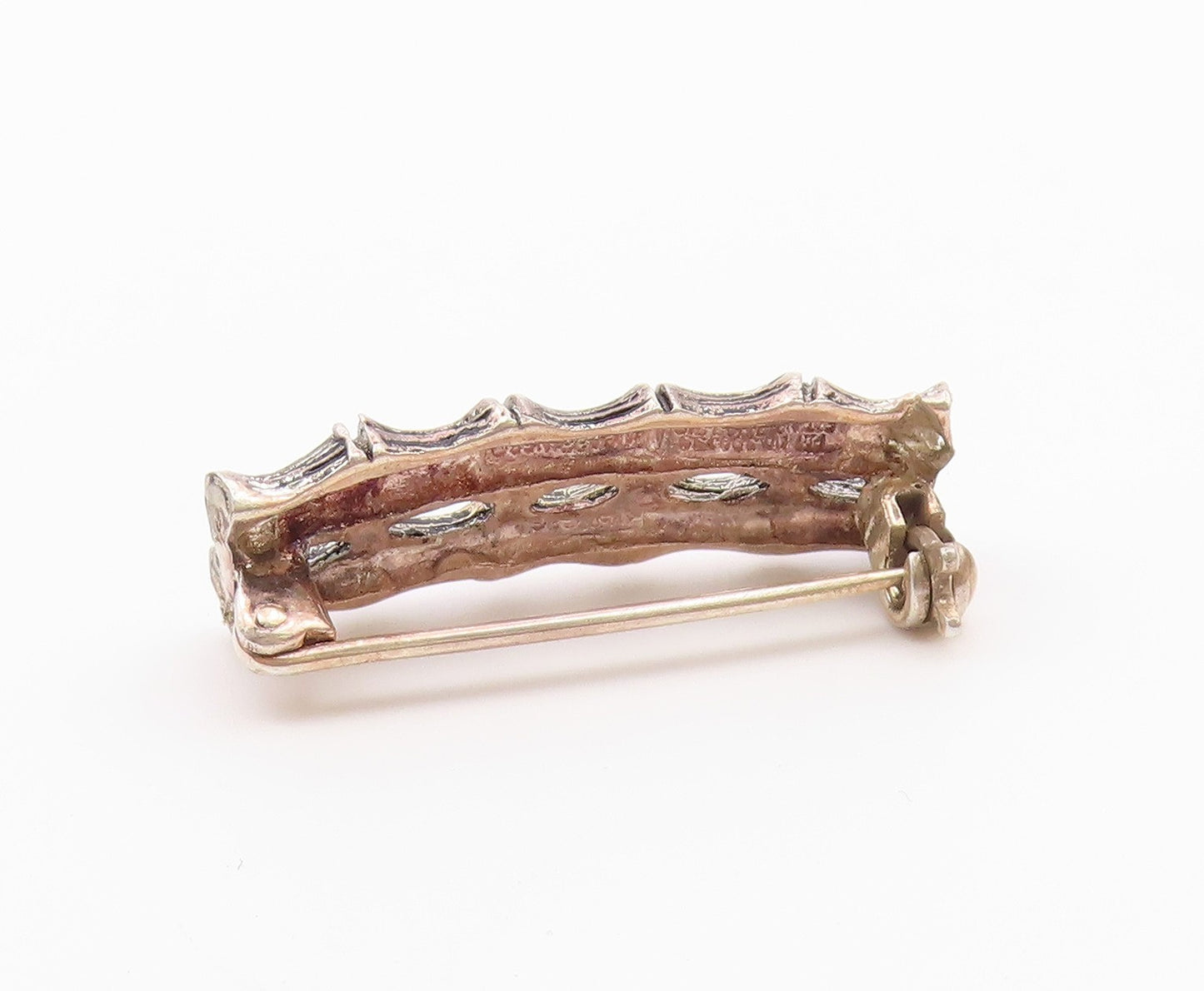 DESIGNER 925 Sterling Silver  Vintage Petite Double Bamboo Brooch Pin  BP9076