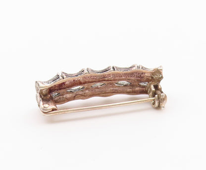 DESIGNER 925 Sterling Silver  Vintage Petite Double Bamboo Brooch Pin  BP9076