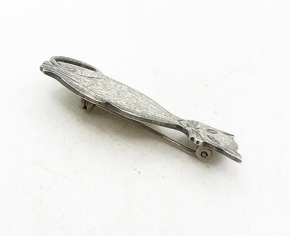 925 Sterling Silver  Vintage Dark Tone Sitting Cat Motif Brooch Pin  BP3449