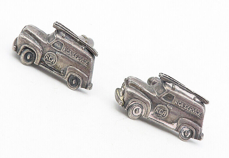 925 Sterling Silver  Vintage Antique RCA Service Car Motif Cuff Links  TR1302