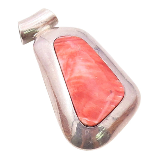 PERU 925 Sterling Silver  Vintage Red Sponge Coral Slide Pendant  PT15865