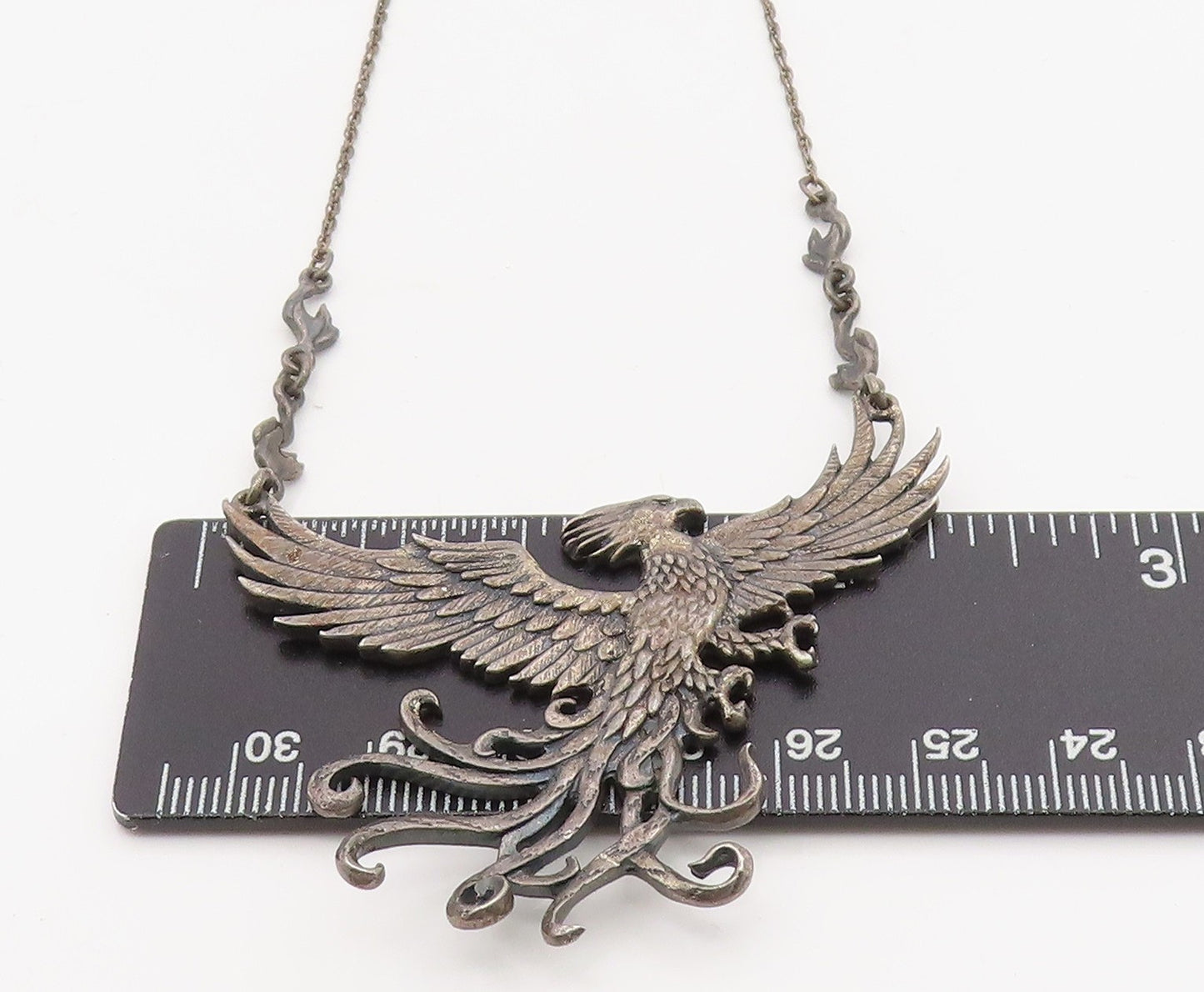 925 Sterling Silver Vintage Necklace Harry Potter Fawkes Phoenix Chain   NE4683