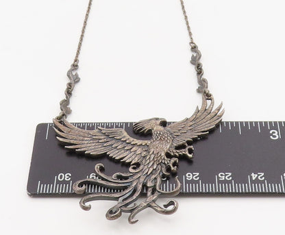 925 Sterling Silver Vintage Necklace Harry Potter Fawkes Phoenix Chain   NE4683