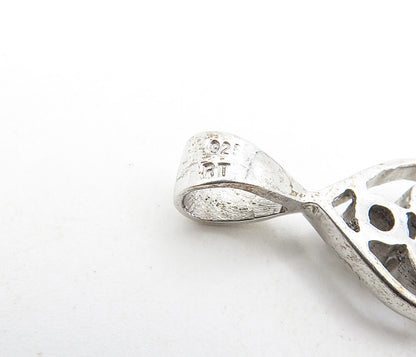 925 Sterling Silver  Vintage Sparkling Cubic Zirconia Heart Pendant  PT6447