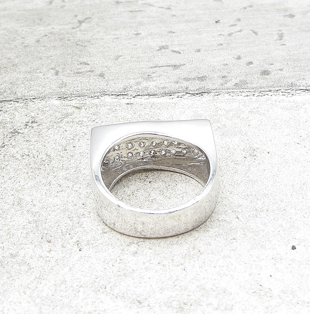 925 Sterling Silver  White Cubic Zirconia Wavy Band Ring Sz 7  RG1575